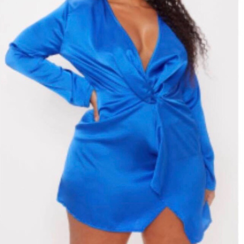 Plus size Blue Satin dress